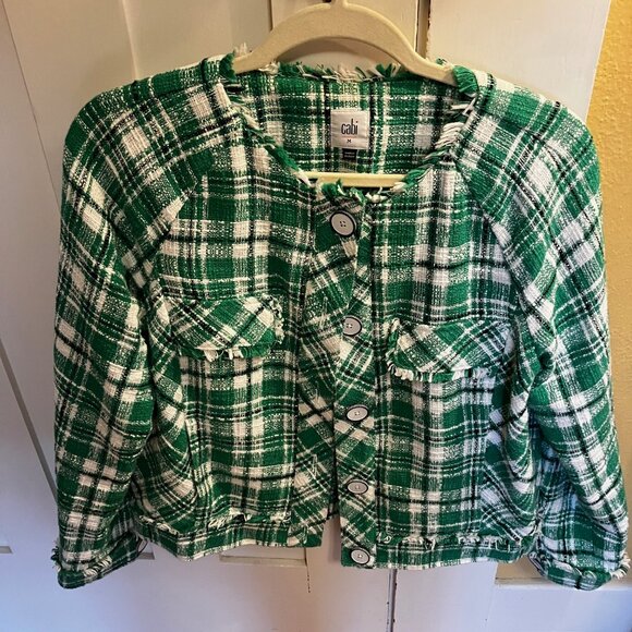 CAbi Green and White Plaid Suit Jacket - Picture 4 of 6